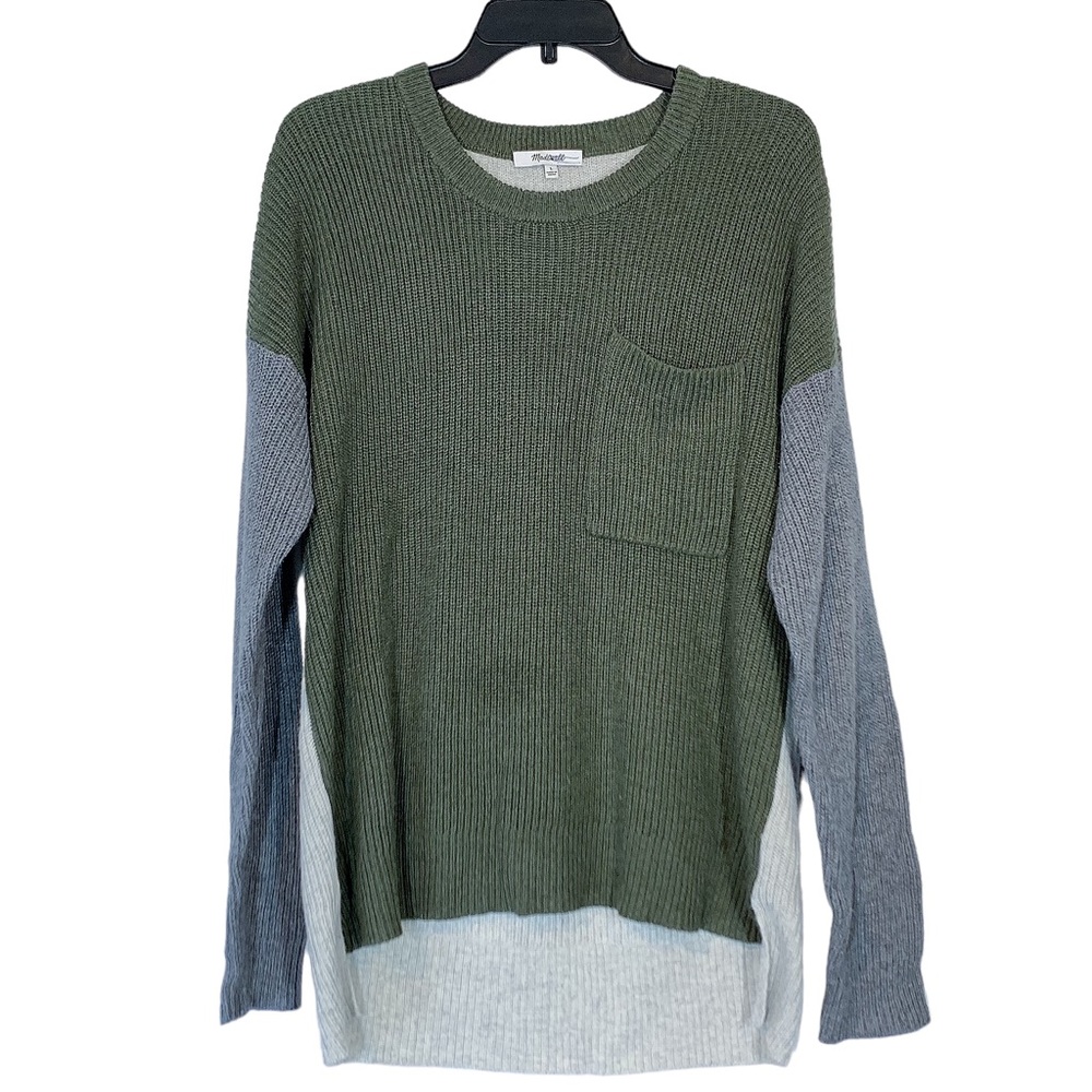 Madewell Sweater Cotton-Blend Thompson Ribbed Colorblock Sweater
